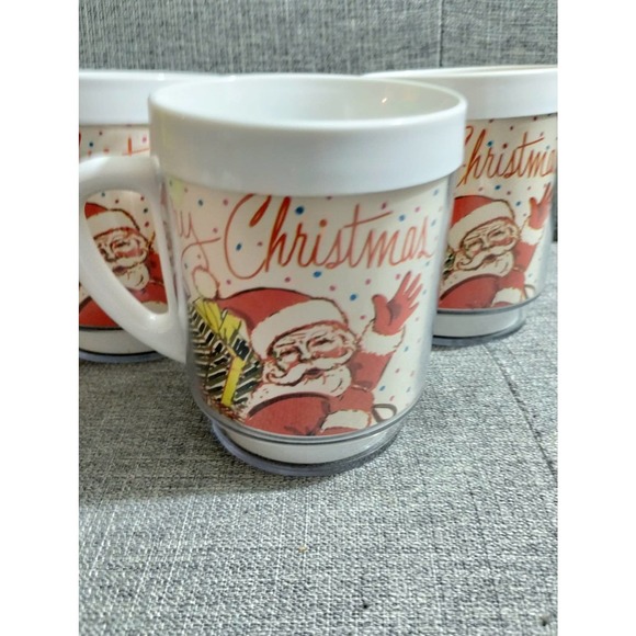 Vtg Christmas Santa Clause Mugs Set of 3 Plastic Dawn Cups (cb5) - Picture 1 of 8